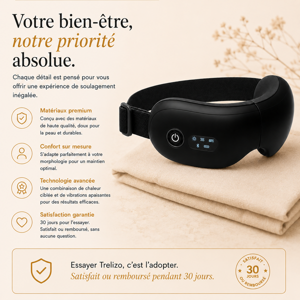 Trelizo — Masque Anti-Migraine Thermique & Massage | Soulagement en 15 min